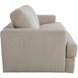 Canapé convertible express - 3 places - IGOR - Tissu velours côtelé - Perle - Matelas 15 cm - 231 x 107 x 90 cm