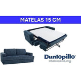 Canapé convertible express - 3 places - IGOR - Tissu gauffré - Saphir - Matelas 15 cm - 231 x 107 x 90 cm