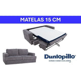 Canapé convertible express - 3 places - IGOR - Tissu gauffré - Gris souris - Matelas 15 cm - 231 x 107 x 90 cm