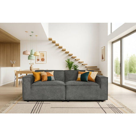 Canapé modulable - 3 places - IGOR - Tissu Gris anthracite - 198 x 94 x 70 cm
