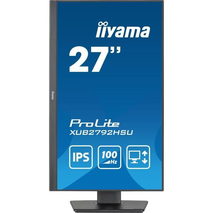 Ecran PC - IIYAMA PROLITE XUB2792HSU-B6 - 27 1920x1080 - Dalle IPS - 0,4ms - 100Hz - HDMI / DisplayPort - RÈglable en hauteur+Pivot