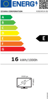 Ecran PC - IIYAMA - 23,8 - Full HD - 100Hz - Dalle IPS - 0.5ms - Pied réglable + Pivot - Prolite XUB2491H-B1