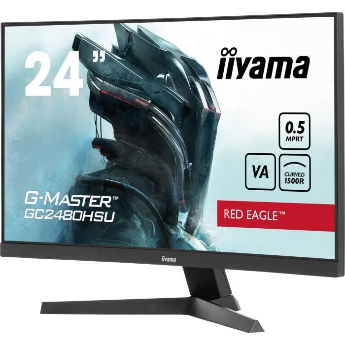 Ecran PC Gamer Incurvé - IIYAMA - 24 - FHD - 180Hz - Dalle VA - 0,5ms - GCB2480HSU-B1
