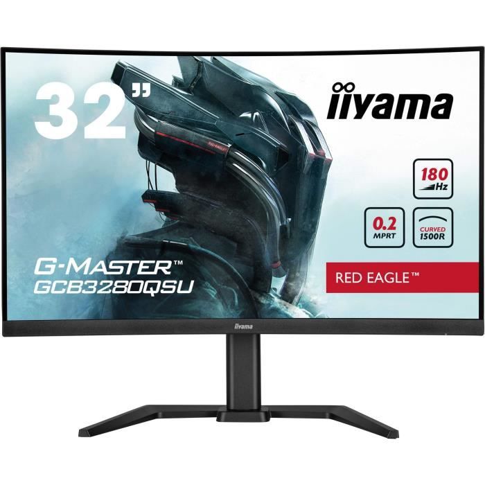 Ecran PC Gamer Incurvé - IIYAMA - 32 - QHD - 180Hz - Dalle VA - 0,2ms - Ajustable en hauteur - GCB3280QSU-B2