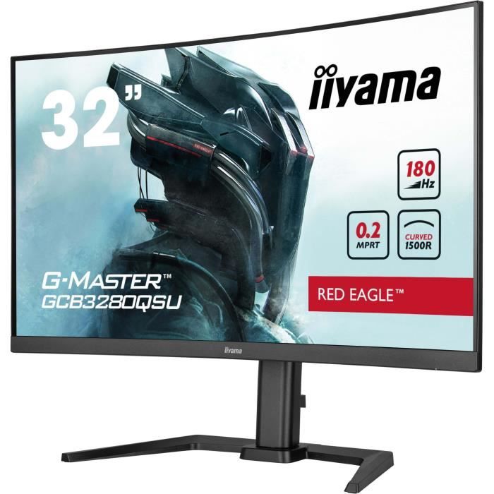 Ecran PC Gamer Incurvé - IIYAMA - 32 - QHD - 180Hz - Dalle VA - 0,2ms - Ajustable en hauteur - GCB3280QSU-B2