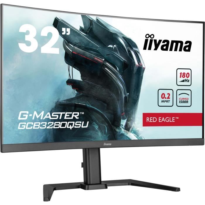 Ecran PC Gamer Incurvé - IIYAMA - 32 - QHD - 180Hz - Dalle VA - 0,2ms - Ajustable en hauteur - GCB3280QSU-B2