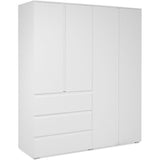 Armoire - Image 60C - DÈcor blanc - 4 portes, 2 tiroirs - 160 x 55 x 191 cm