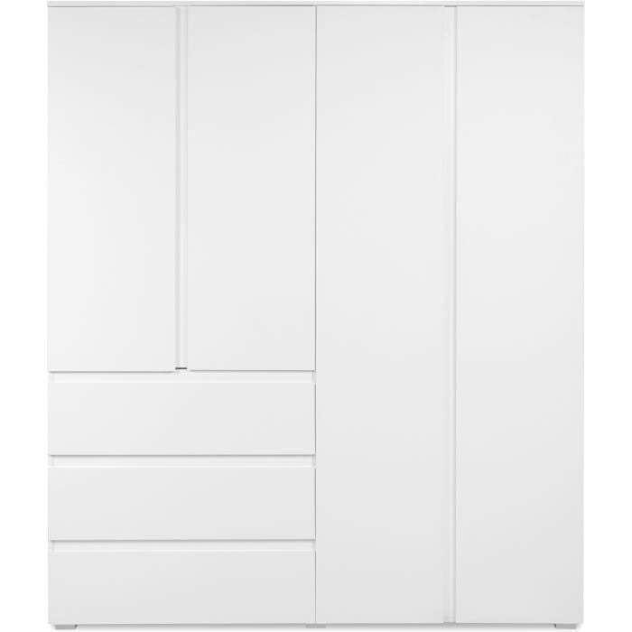 Armoire - Image 60C - DÈcor blanc - 4 portes, 2 tiroirs - 160 x 55 x 191 cm