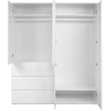 Armoire - Image 60C - DÈcor blanc - 4 portes, 2 tiroirs - 160 x 55 x 191 cm