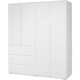 Armoire - Image 60C - DÈcor blanc - 4 portes, 2 tiroirs - 160 x 55 x 191 cm