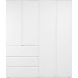 Armoire - Image 60C - Décor blanc - 4 portes, 2 tiroirs - 160 x 55 x 191 cm