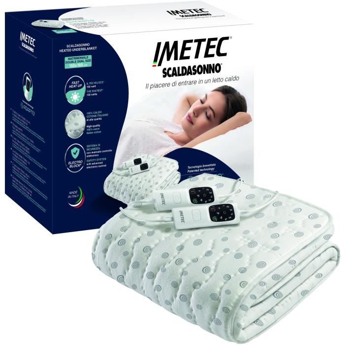 Surmatelas Chauffant - Imetec - 2 Places Adapto, 150x160 cm - 6 TempÈratures Chauffage Rapide - 100% Coton - TempÈrature Constante