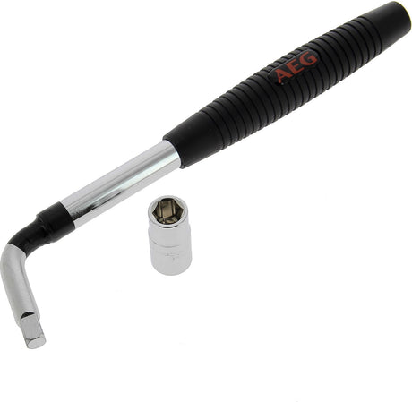 Clé démonte-roue téléscopique douille encliquable réversible 17-19mm - AEG - Longeur repliée : 36cm Longueur déployée : 54,5cm