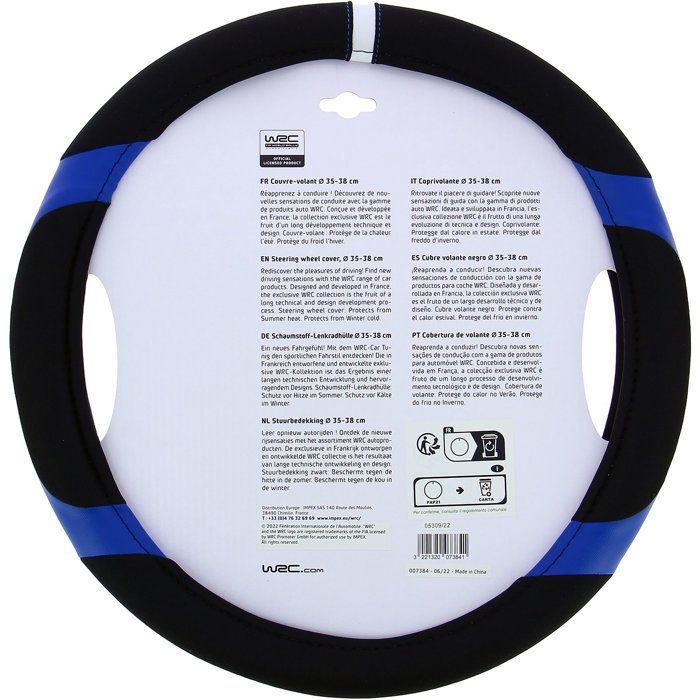 Couvre-volant Blue Race universel  volant de 35 a 38cm- WRC - Installation facile - Protege de la chaleur l'été et du froid l'hiver.