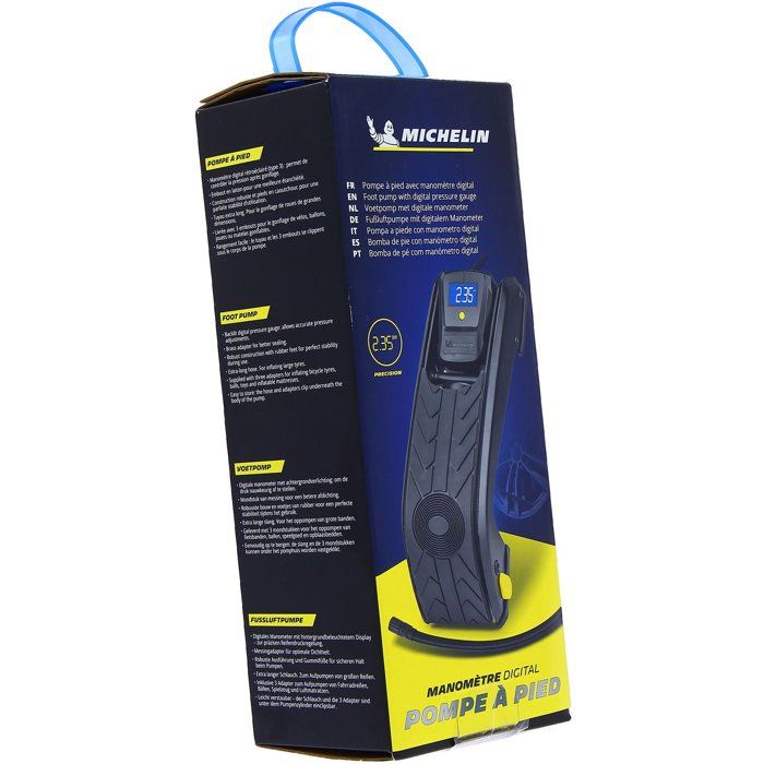 Pompe a pied a manometre digital - MICHELIN - Précision 0.05 bars jusqu'a 7 bars.