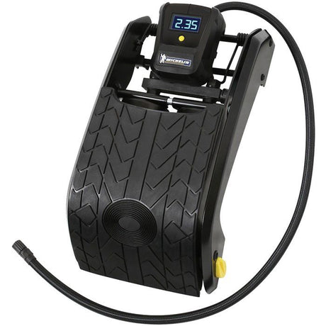 Pompe a Pied Double Piston manometre digital de 0.05 jusqu'a 7 bars- MICHELIN - Flexible nylon 60cm, embout laiton - psi, bar, kpa