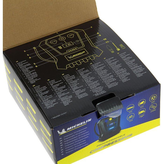 Compresseur programmable 12V de 0.05 bars a 7 bars - MICHELIN -  Programmable - voiture, moto, vélo, ballons, matelas pneumatiques