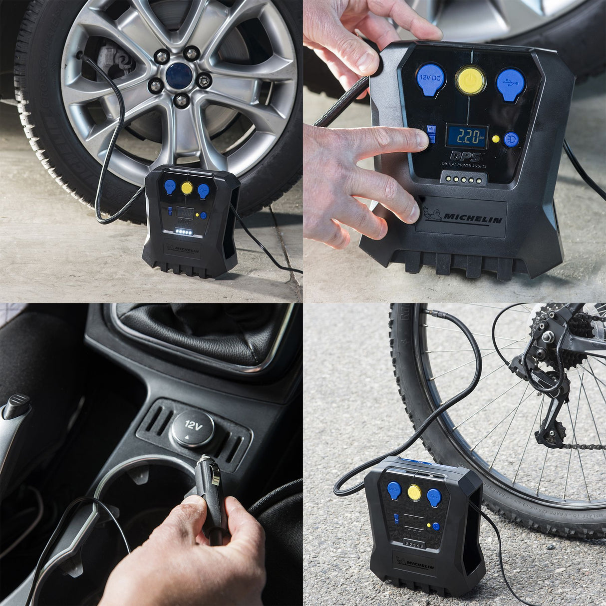 Compresseur programmable 12V de 0.05 bars a 7 bars - MICHELIN -  Programmable - voiture, moto, vélo, ballons, matelas pneumatiques