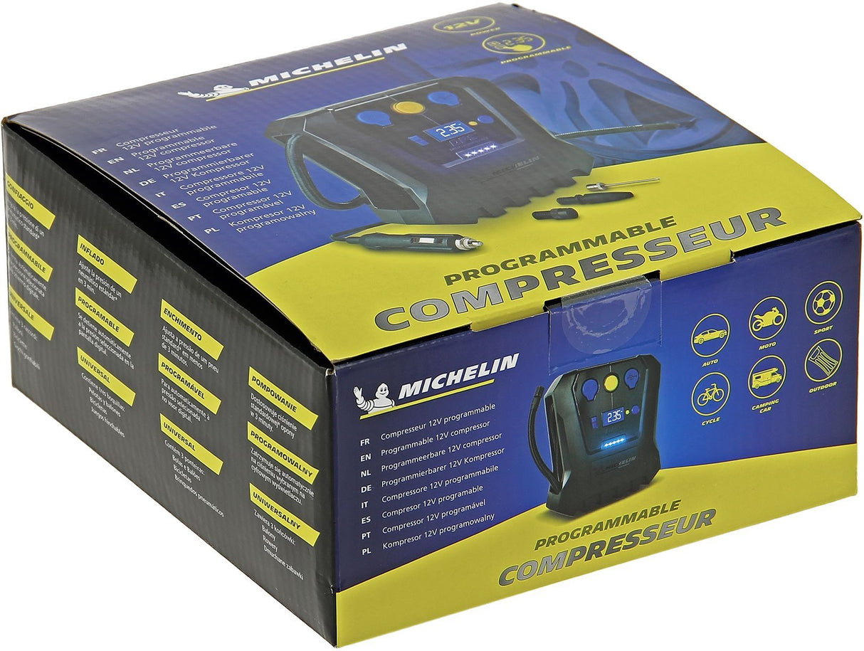 Compresseur programmable 12V de 0.05 bars a 7 bars - MICHELIN -  Programmable - voiture, moto, vélo, ballons, matelas pneumatiques