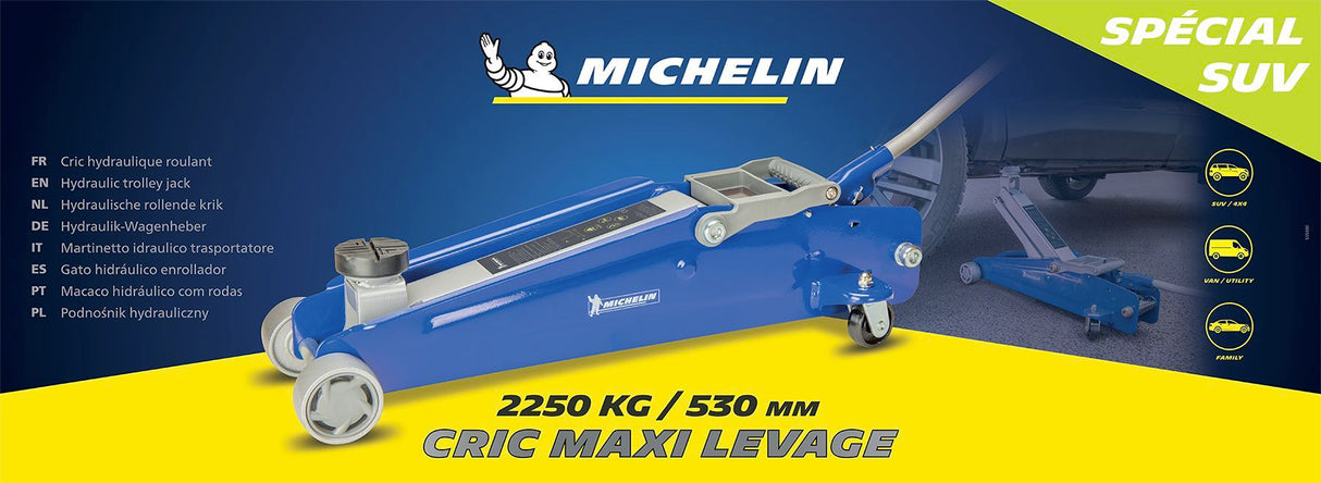 Cric hydraulique rouleur SUV 2,25T - MICHELIN - levage 150 mm a 530 mm