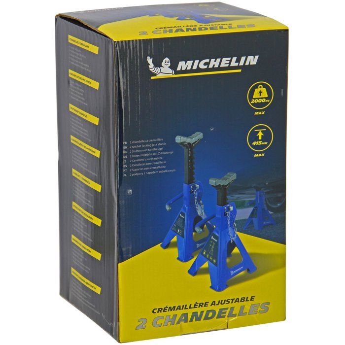 Chandelles a crémaillere Maxi 2 T hauteur 280 a 415mm - MICHELIN - Blocage facile et rapide avec levier + goupille de sécurité