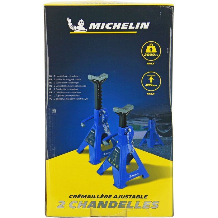 Chandelles a crémaillere Maxi 2 T hauteur 280 a 415mm - MICHELIN - Blocage facile et rapide avec levier + goupille de sécurité