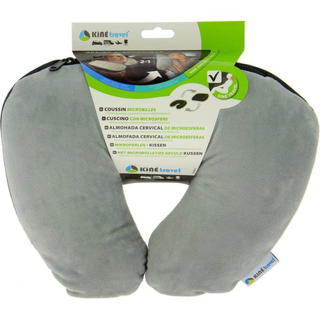 Coussin microbilles 2en1 Cale nuque et Oreiller 37x29x10cm - KINE TRAVEL - Microbilles et textile doux ultra confort
