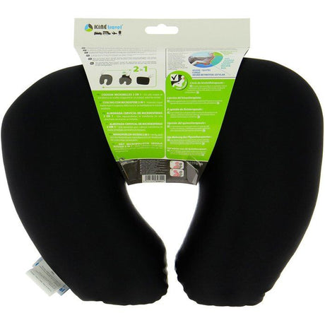 Coussin microbilles 2en1 Cale nuque et Oreiller 37x29x10cm - KINE TRAVEL - Microbilles et textile doux ultra confort