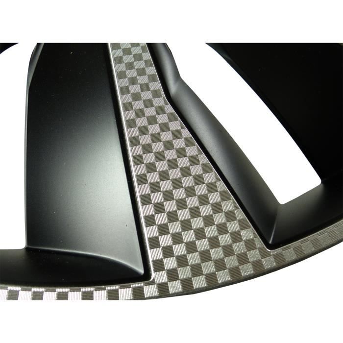Lot de 4 Enjoliveurs 16 pouces - WRC - Bicolor noir & Carbon Style - facile a installer
