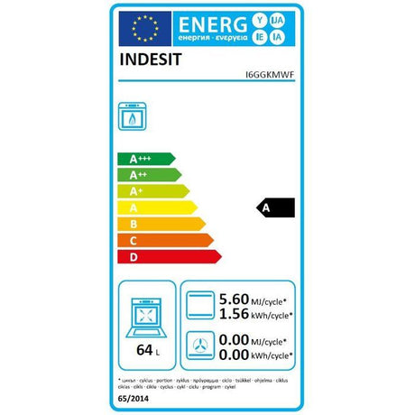 Cuisiniere a gaz - INDESIT - I6GGKMWF - 4 foyers - 10,4 KWh - L60 cm - Blanc