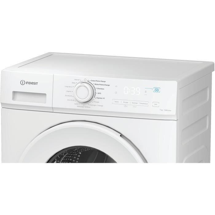 Lave-linge hublot INDESIT IMA762MYTIMEFR - 7 kg - Induction - 1200 trs/min - Push&Go - Classe A - Blanc
