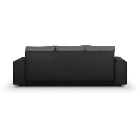 Canapé convertible avec coffre de rangement 3 places - INDIAN - Tissu bicolore gris / anthracite et pieds chrome - L250xH88xP98cm