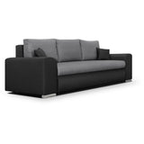 Canapé convertible avec coffre de rangement 3 places - INDIAN - Tissu bicolore gris / anthracite et pieds chrome - L250xH88xP98cm