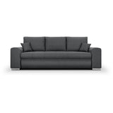 Canapé convertible avec coffre de rangement 3 places - INDIAN - Tissu gris foncé et pieds chrome - L250xH88xP98cm