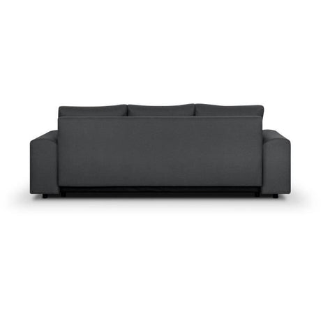 Canapé convertible avec coffre de rangement 3 places - INDIAN - Tissu gris foncé et pieds chrome - L250xH88xP98cm