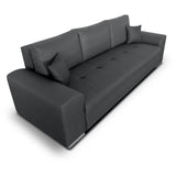 CanapÈ convertible avec coffre de rangement 3 places - INDIAN - Tissu gris foncÈ et pieds chrome - L250xH88xP98cm