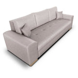 CanapÈ convertible avec coffre de rangement 3 places - INDIAN - Tissu beige et pieds bois - L250xH88xP98cm