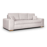 CanapÈ convertible avec coffre de rangement 3 places - INDIAN - Tissu beige et pieds bois - L250xH88xP98cm