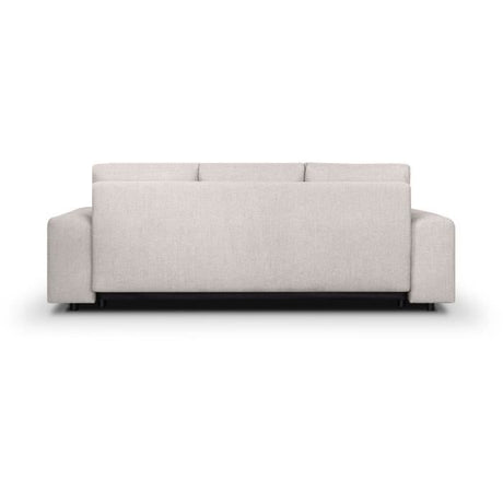 Canapé convertible avec coffre de rangement 3 places - INDIAN - Tissu beige et pieds bois - L250xH88xP98cm