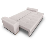 CanapÈ convertible avec coffre de rangement 3 places - INDIAN - Tissu beige et pieds bois - L250xH88xP98cm