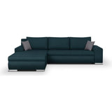 CanapÈ d'angle convertible rÈversible + coffre de rangement - Tissu Bleu - L 289 x P 94/188 x H 88 cm - INDIAN