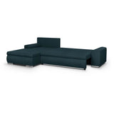 CanapÈ d'angle convertible rÈversible + coffre de rangement - Tissu Bleu - L 289 x P 94/188 x H 88 cm - INDIAN