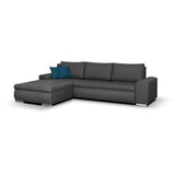 Canapé d'angle convertible réversible 5 places Indian - Tissu gris foncé - L 289 x P 94/188 x H 88 cm