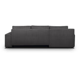 Canapé d'angle convertible - 5 places - INDIAN - Tissu velours côtelé Gris foncé - Coffre de rangement - 289 x 94/188 x 88 cm