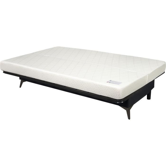 INDY Clic-clac - 2/3 places - Matelas SIMMONS Ep.13 cm - Mousse HR 35 kg/m3 - Tissu Noir - Fabriqué en France