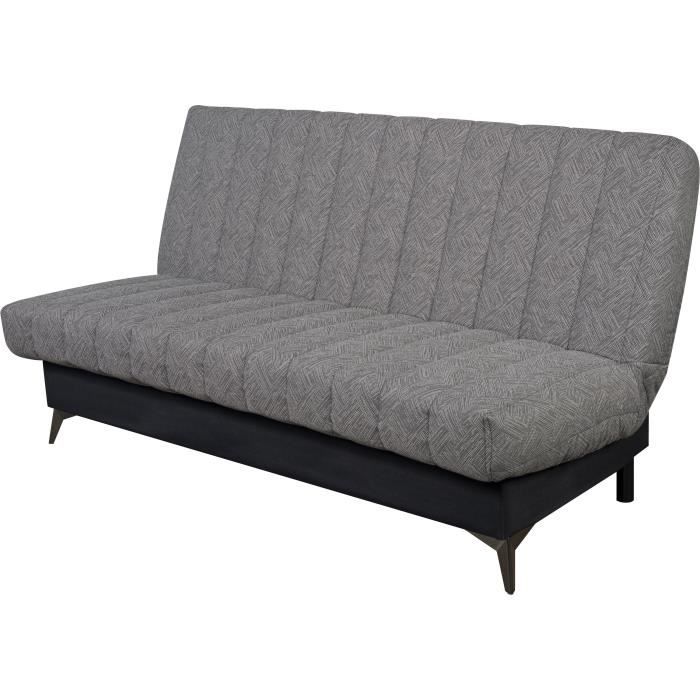 INDY Clic-clac - 2/3 places - Matelas SIMMONS Ep.13 cm - Mousse HR 35 kg/m3 - Tissu Noir - Fabriqué en France