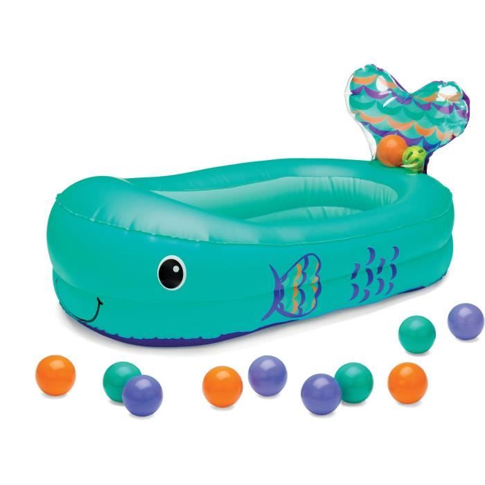 Baignoire baleine gonflable - Avec balles de jeu et thermometre intégré - 76.2 x 45.7 cm - Bleu - INFANTINO