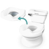 INGENUITY Mini Toilette enfant avec Réducteur de Toilette inclus, Chasse d'eau musicale et rangement lingette intégré blanc