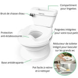 INGENUITY Mini Toilette enfant avec Réducteur de Toilette inclus, Chasse d'eau musicale et rangement lingette intégré blanc