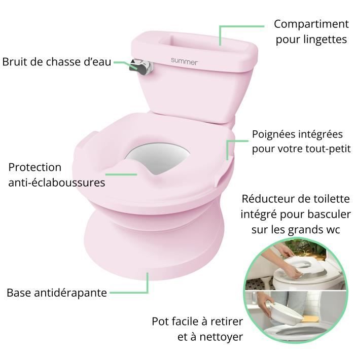 INGENUITY Mini Toilette fille avec Réducteur de Toilette enfant inclus, Chasse d'eau musicale